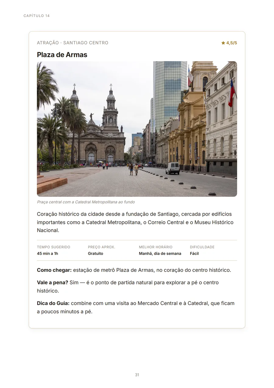 Página sobre a Plaza de Armas, com foto e informações práticas